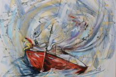 Rosso-in-mare-2025-olio-su-tela-90x90