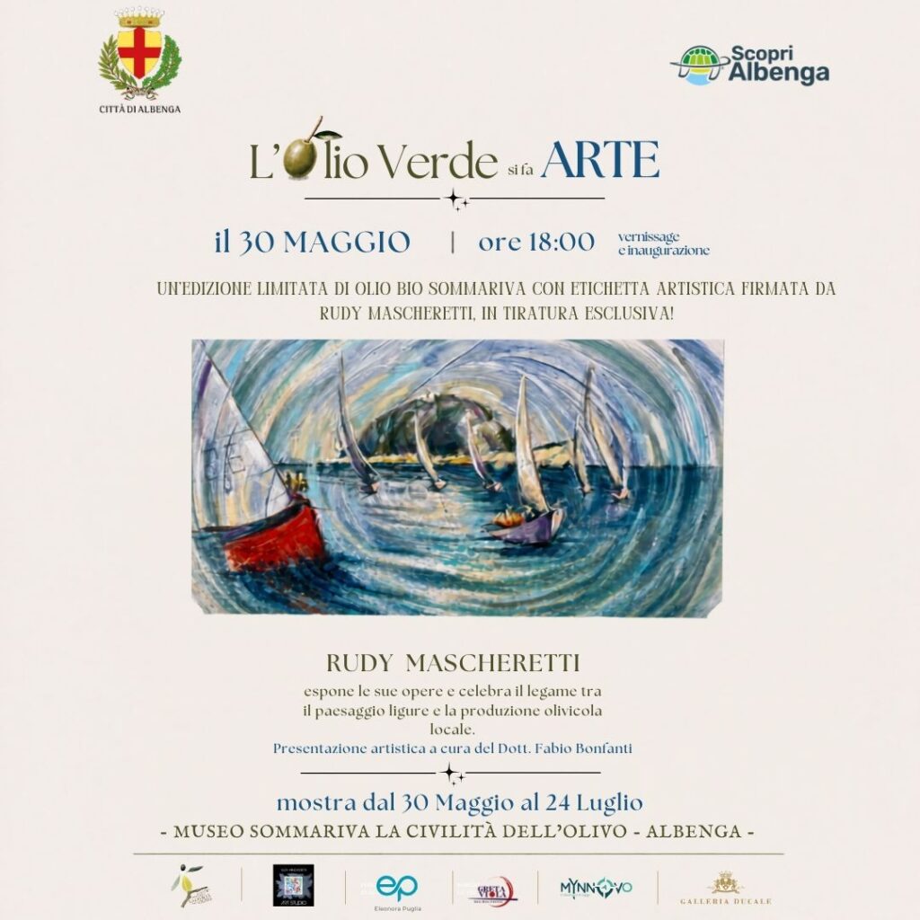 L’Olio Verde si fa Arte, ad Albenga la mostra di Rudy Mascheretti che celebra il legame tra territorio e olivicoltura